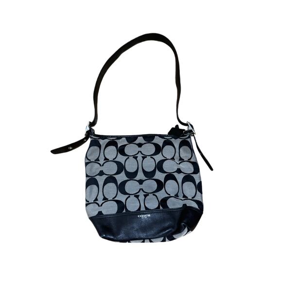 Coach Legacy Signature C Duffle Hobo Bag Tote Purse Black logo shoulder bag - Picture 1 of 12